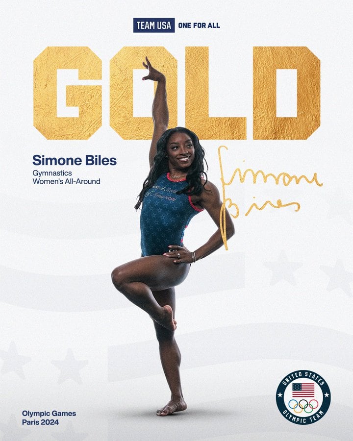 Simone Biles sumó una nueva medalla de oro. Foto: X / @TeamUSA