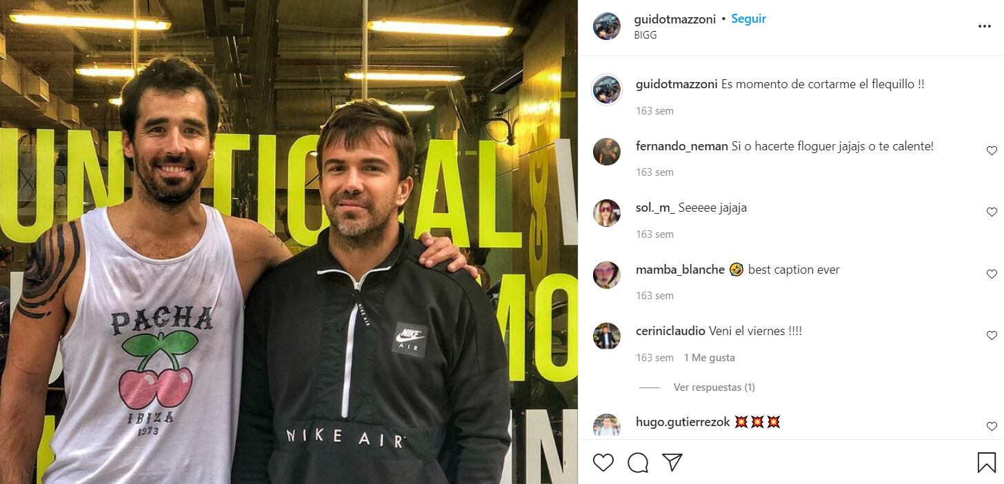 Guido Mazzoni junto a Nacho Viale, uno de los tantos famosos que entrena en su cadena de gimnasios.