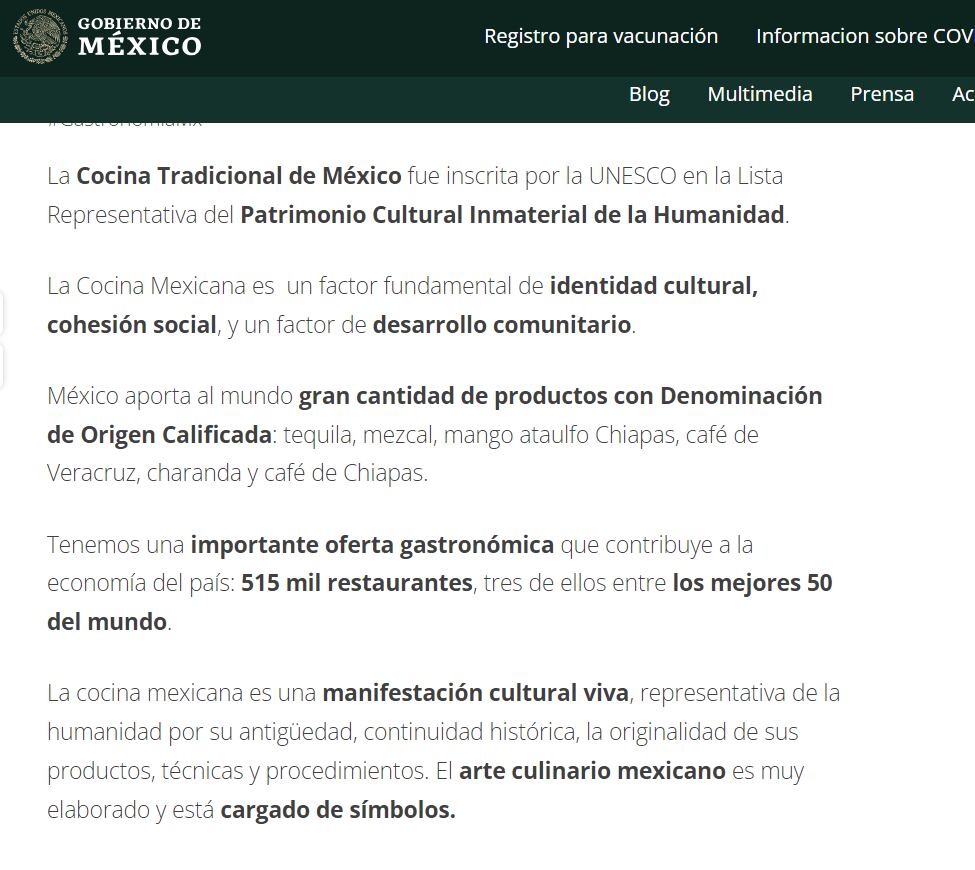 Rodolfo subió a sus historias un articulo que habla de la importancia de la cocina mexicana en el mundo