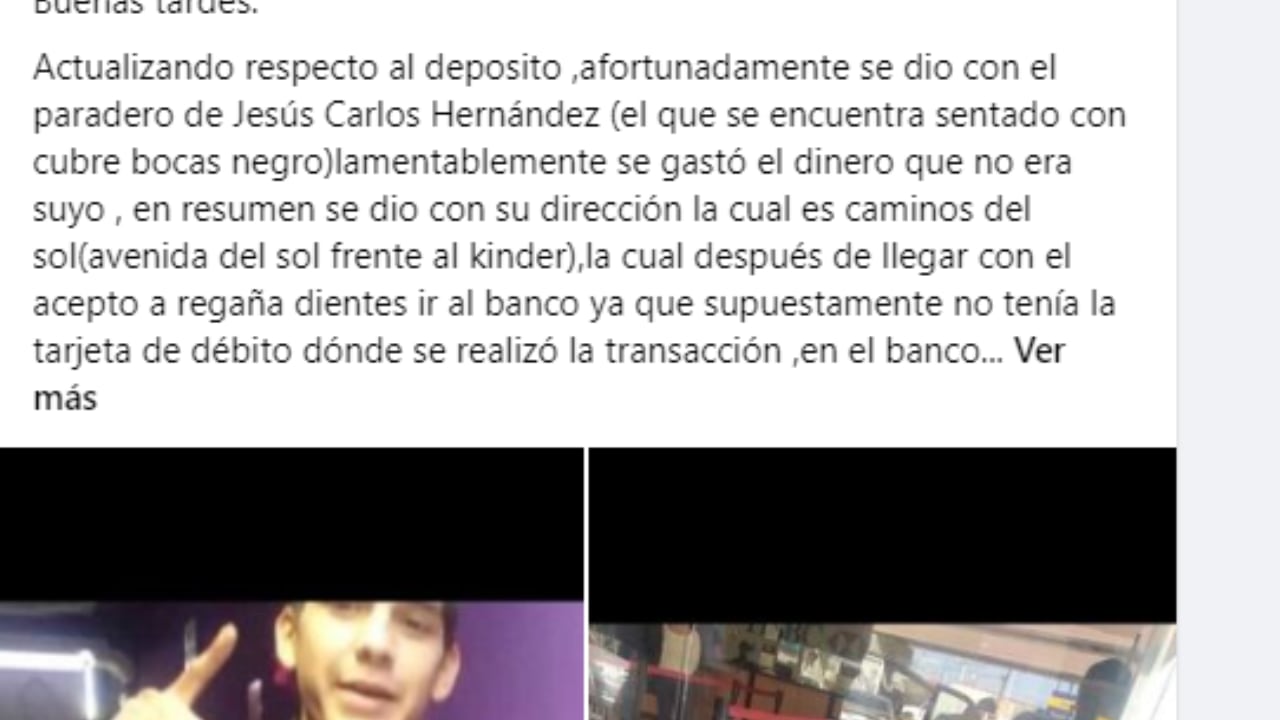 La publicación de Daniel Luna García en Facebook manifestando su enojo y tristeza. Gentileza: Captura Facebook de Daniel Luna García.