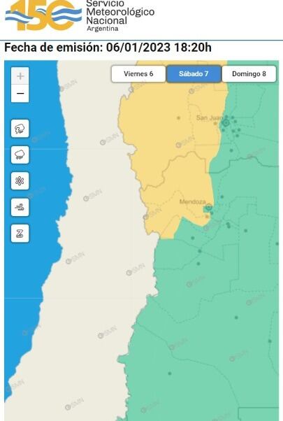 Zonas que afecta la alerta amarilla del SMN.