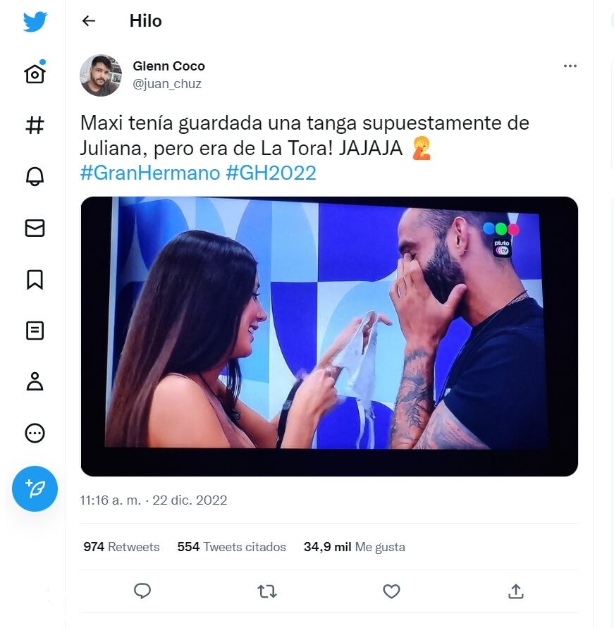 Maxi guardó una tanga que no era de Juliana y estallaron los memes.