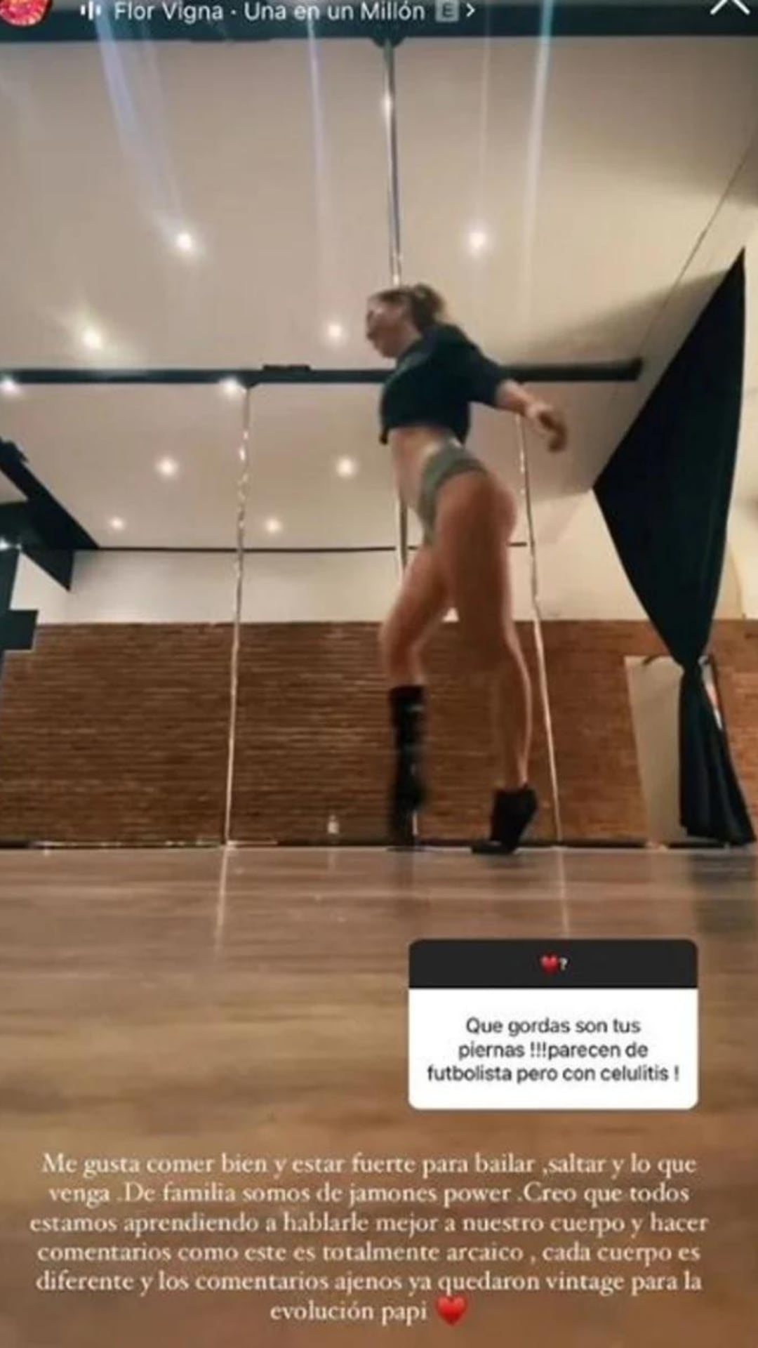 Flor vigna le contestó a un seguidor que opinó de su cuerpo.