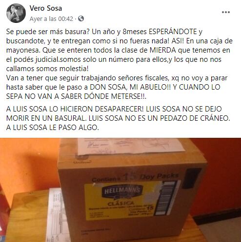 La publicación en Facebook