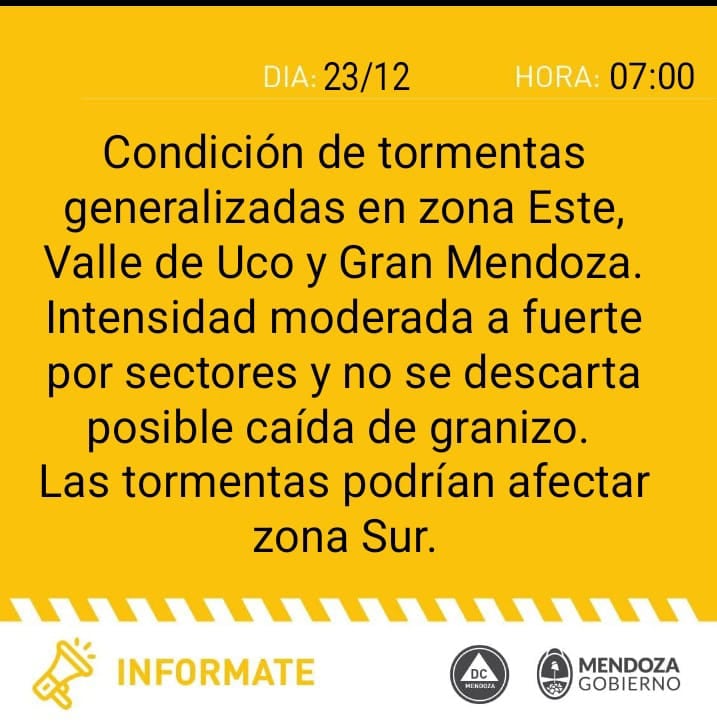 Alerta amarilla por tormentas.