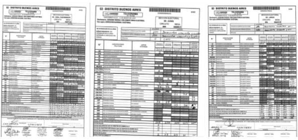 Imagen con ejemplos de los telegramas compartidos en redes sociales en 2019 con cero votos, tachados o borrados.