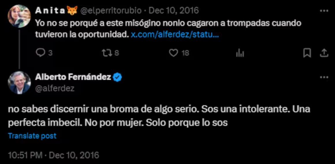 Los comentarios machistas e insultos contra mujeres que publicó Alberto Fernández antes de ser presidente. Captura: La Nación