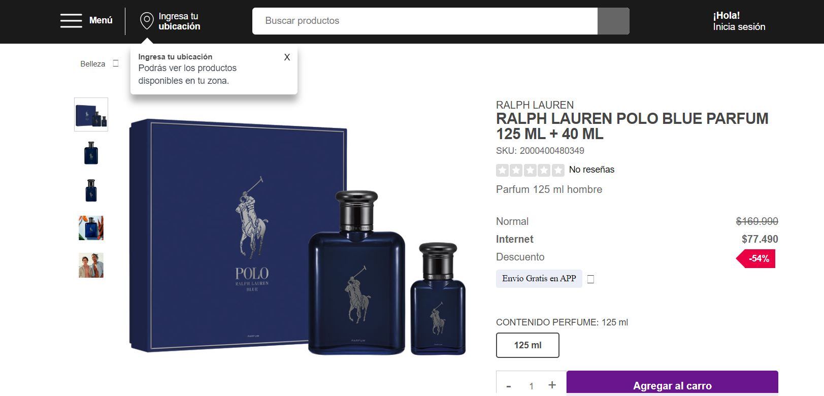 Polo Blue de Ralph Lauren, en Chile.