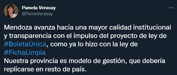 La diputada nacional Pamela Versay respaldó el proyecto de Boleta única.