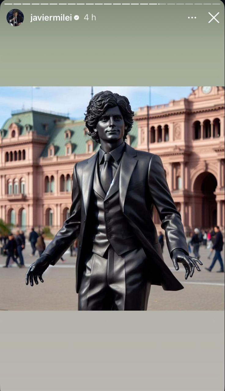 La supuesta estatua de Javier Milei que se parece más a Joaquín Furriel.