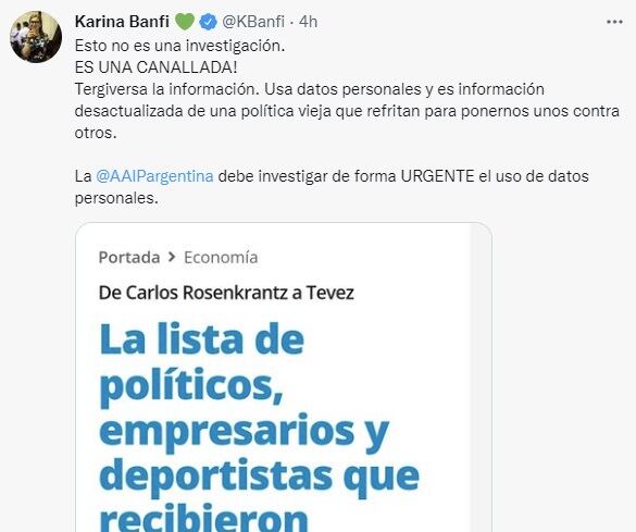 Karina Banfi en Twitter