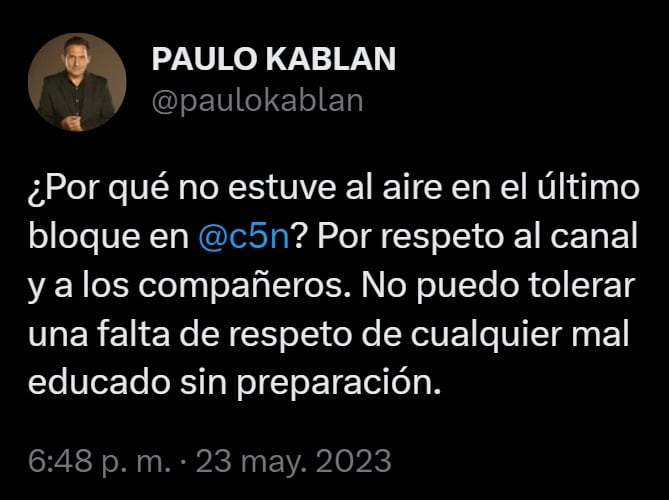 Qué pasó entre Paulo Kablan y Diego Brancatelli en C5N