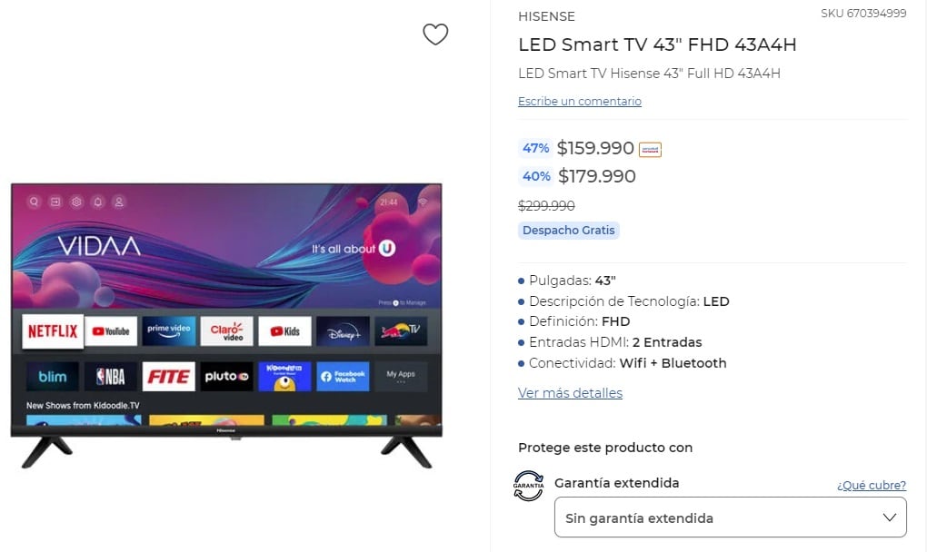 Smart TV Hisense (París)