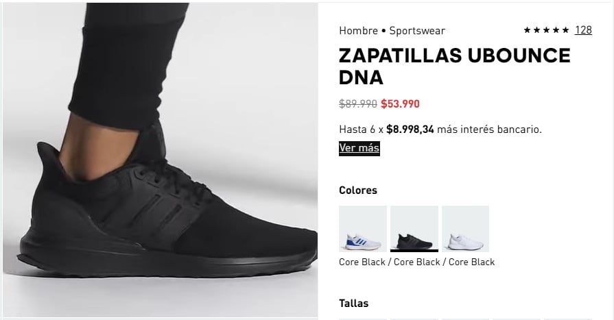 La tienda de Adidas Chile ofrece unas zapatillas UBounce DNA a un precio promocional de $53.990 chilenos.