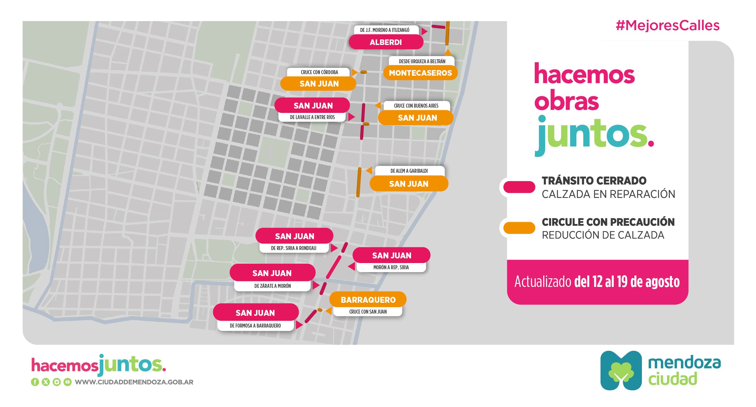 Informe del estado de tránsito por obras de Aysam en la Ciudad