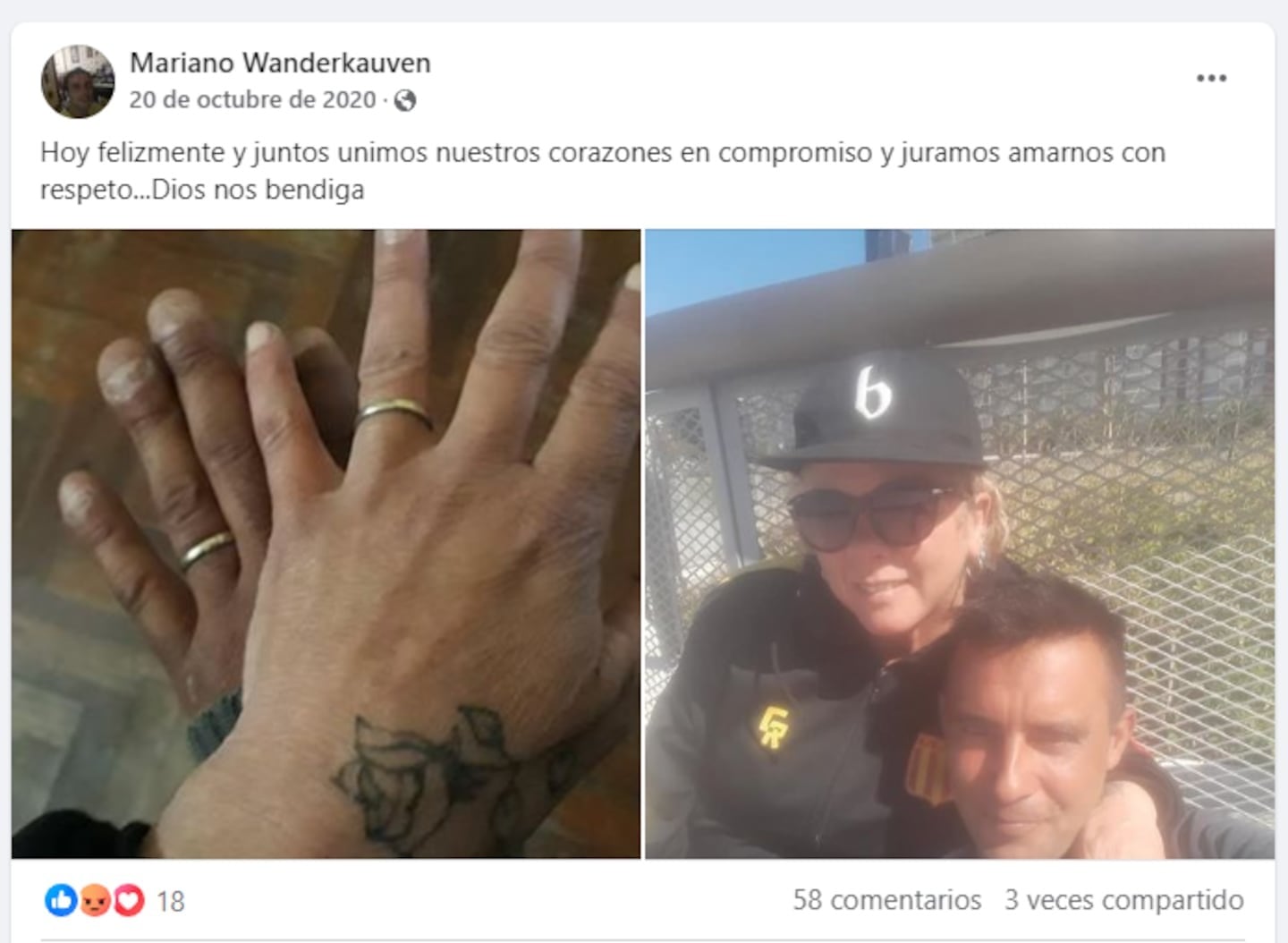 La última publicación de Mariano Wanderkauven en Facebook. 