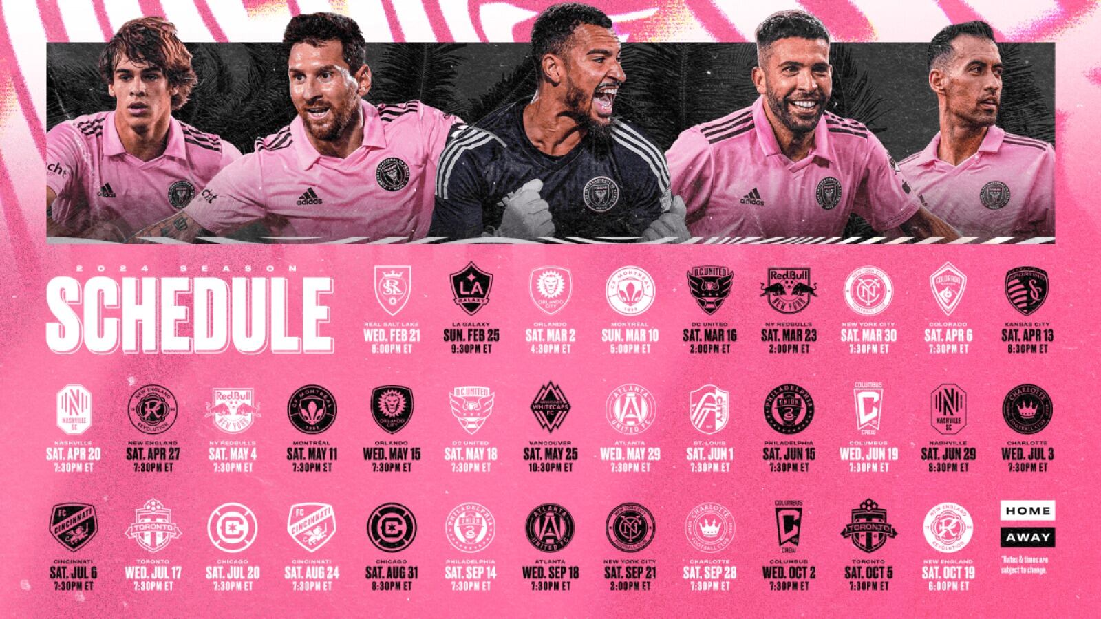 El calendario el Inter Miami. / Gentileza.