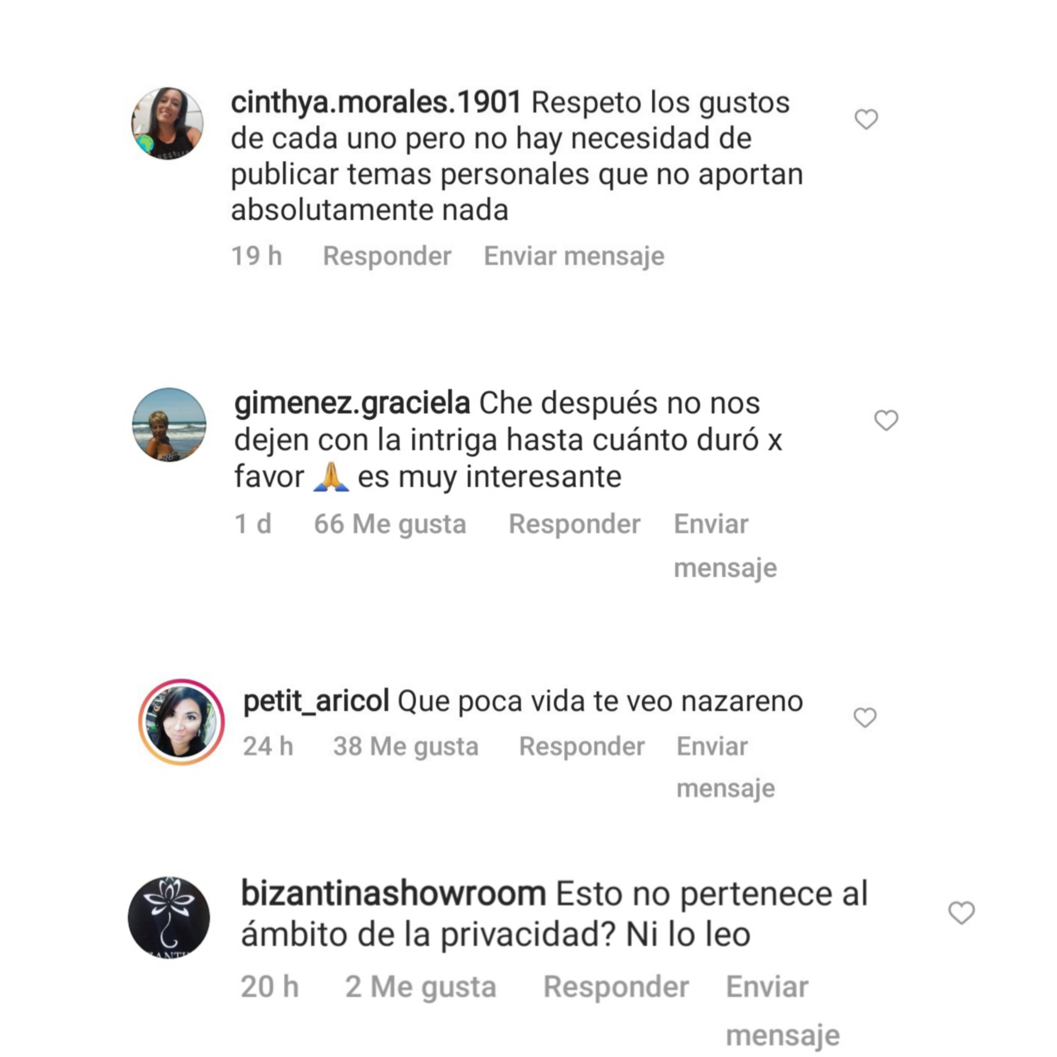 Comentarios de usuarios de Instagram