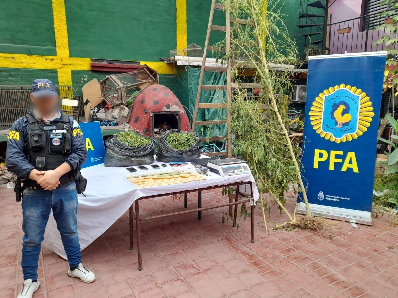 Se encontraron 12 kilos de flores de cannabis sativa. Gentileza Policía Federal.