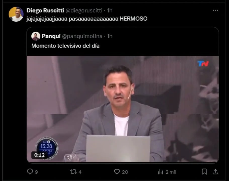 La reacción de Diego Ruscitti al error que cometió en vivo.