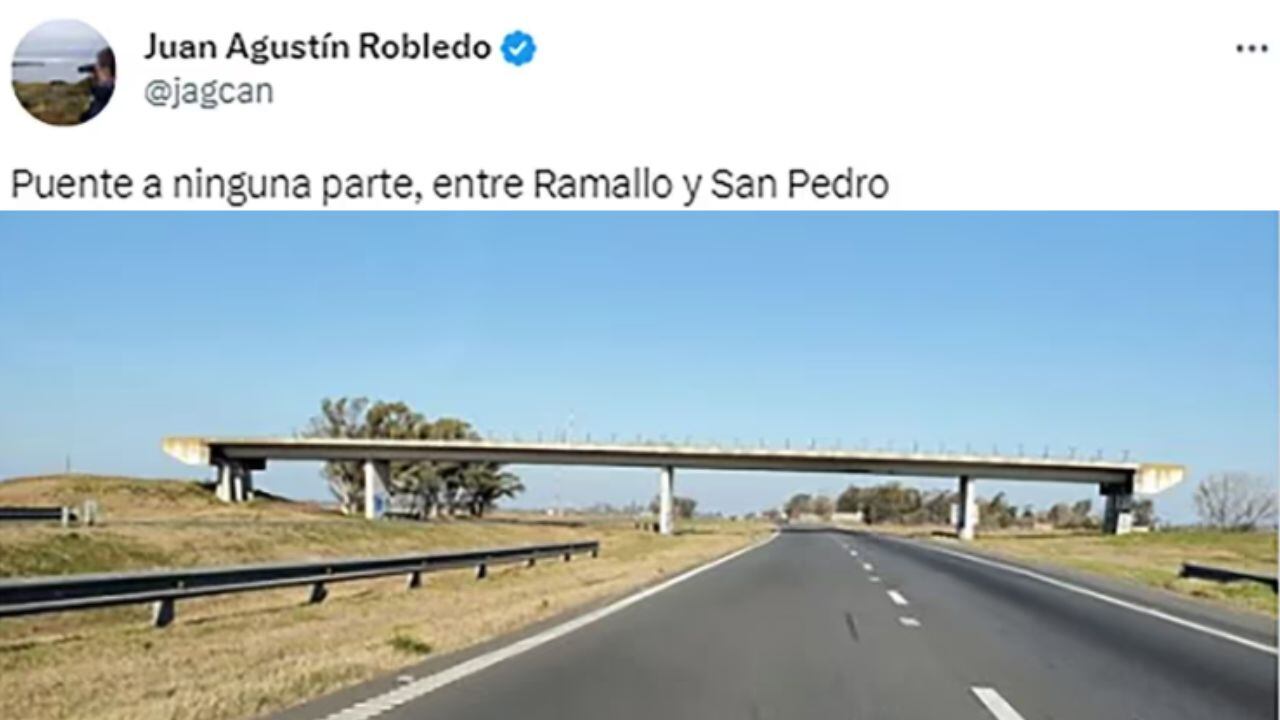 Un puente a ninguna parte, desde y hacia la nada en Buenos Aires.