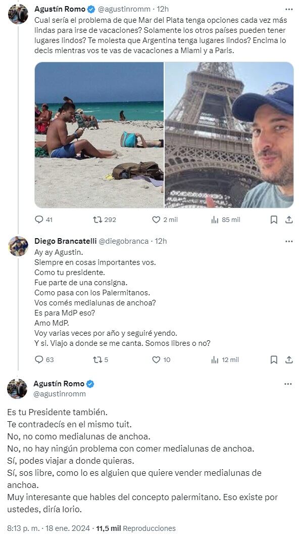 Diego Brancatelli se queja de que Mar del Plata tenga opciones "top" y lo ubicaron con sus vacaciones en el exterior (X)