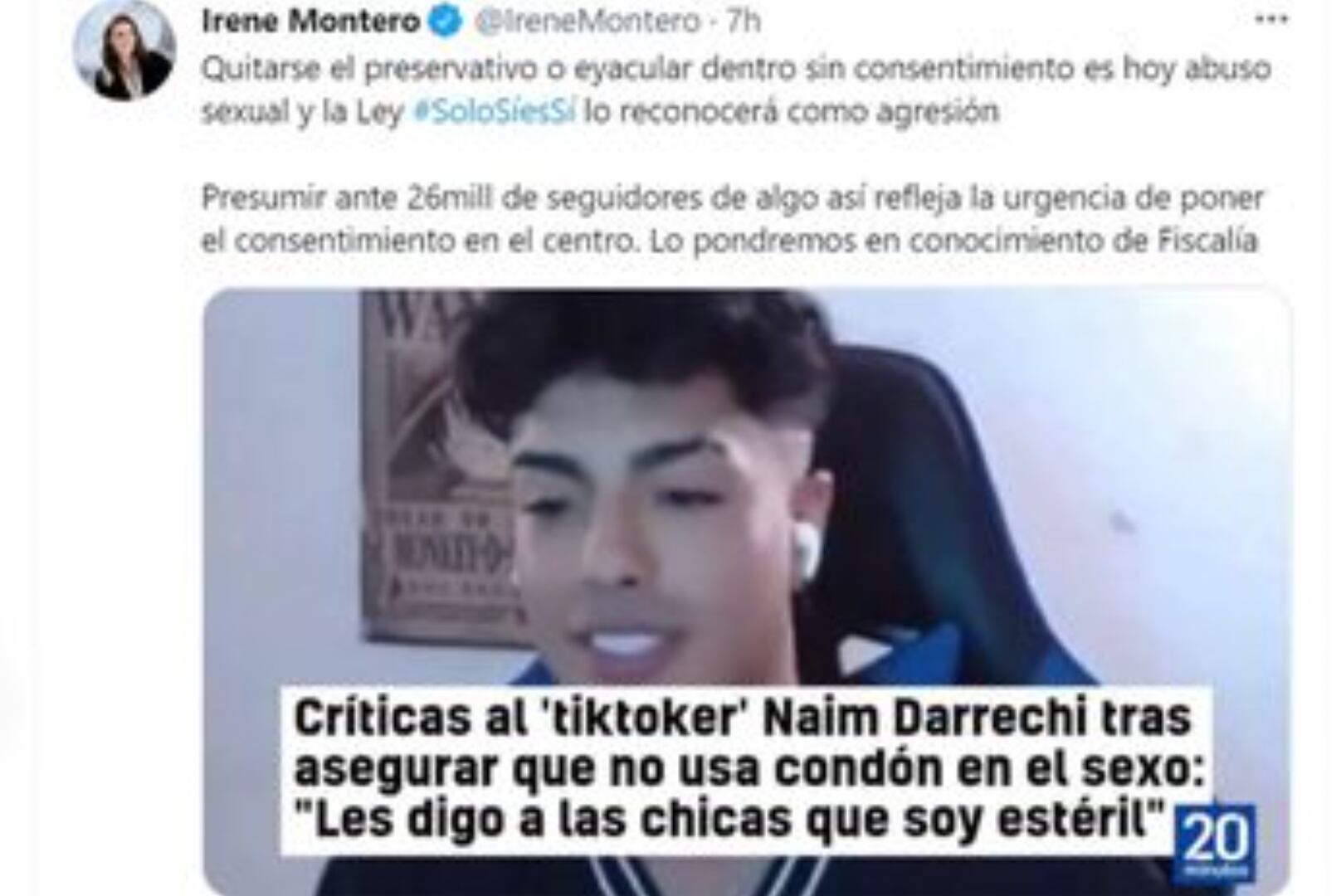 La publicación en Twitter de Montero.