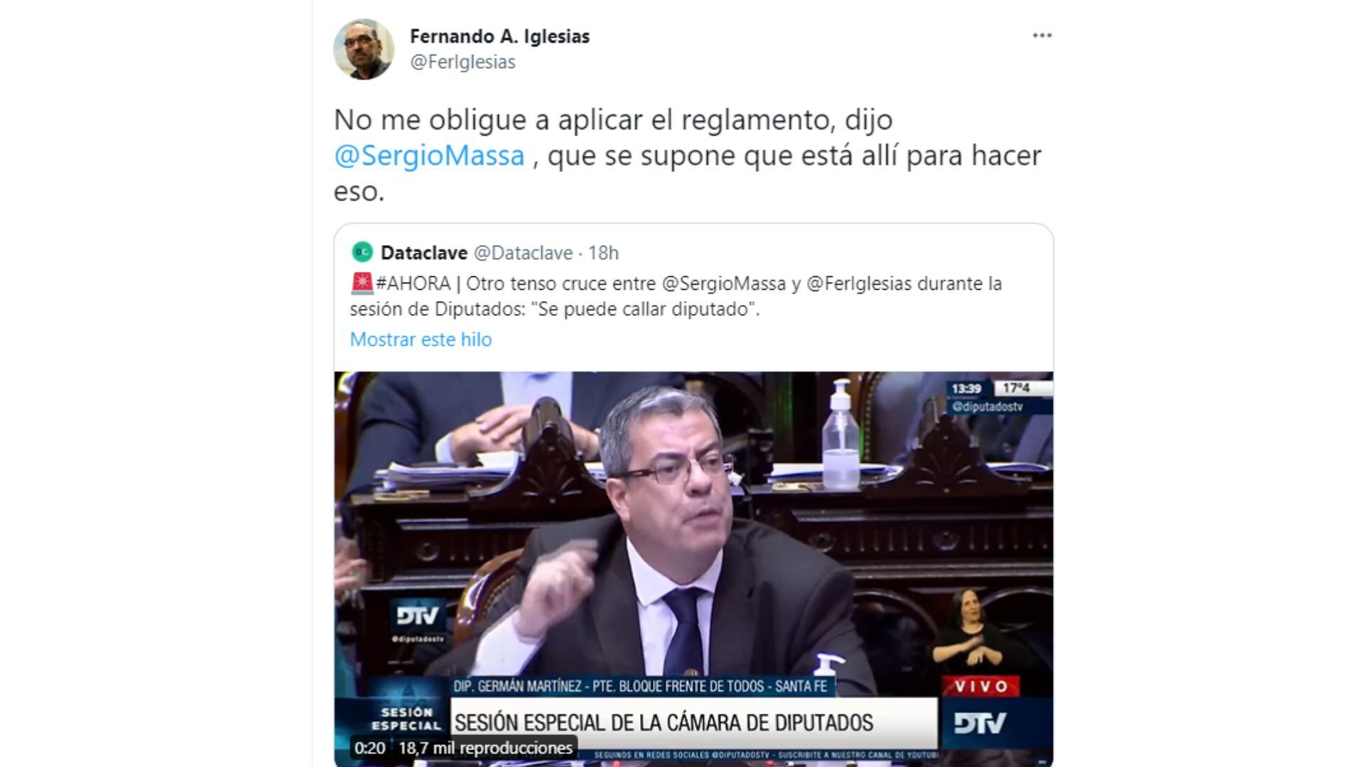 Le respuesta de Fernando Iglesias a Sergio Massa.