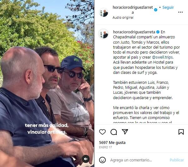 El post de Larreta en Instagram. Foto: captura de pantalla.