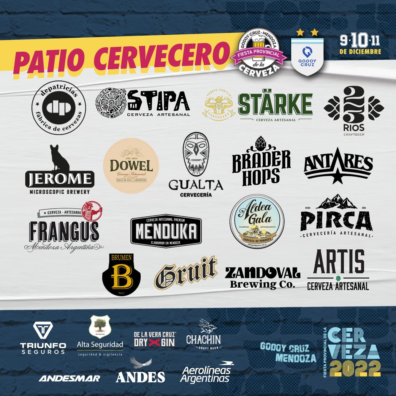 Marcas que estarán en el patio cervecero de la Fiesta de la Cerveza 2022 en Godoy Cruz