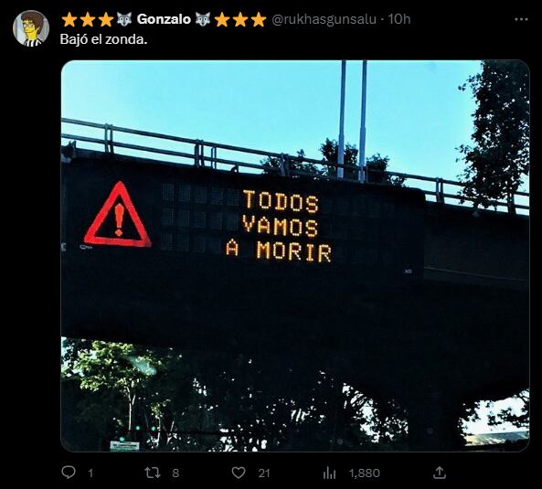 Memes sobre el viento Zonda. Foto Captura: Twitter / @rukhasgunsalu