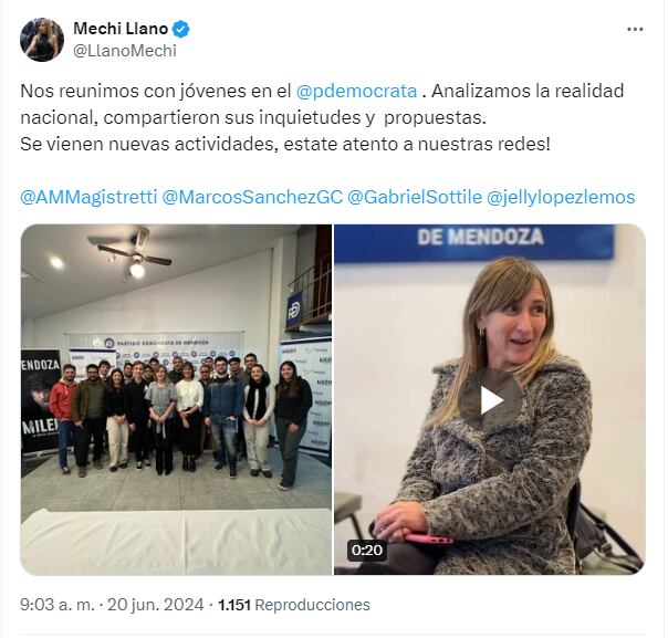 La diputada nacional Mercedes Llano en una actividad partidaria del PD.