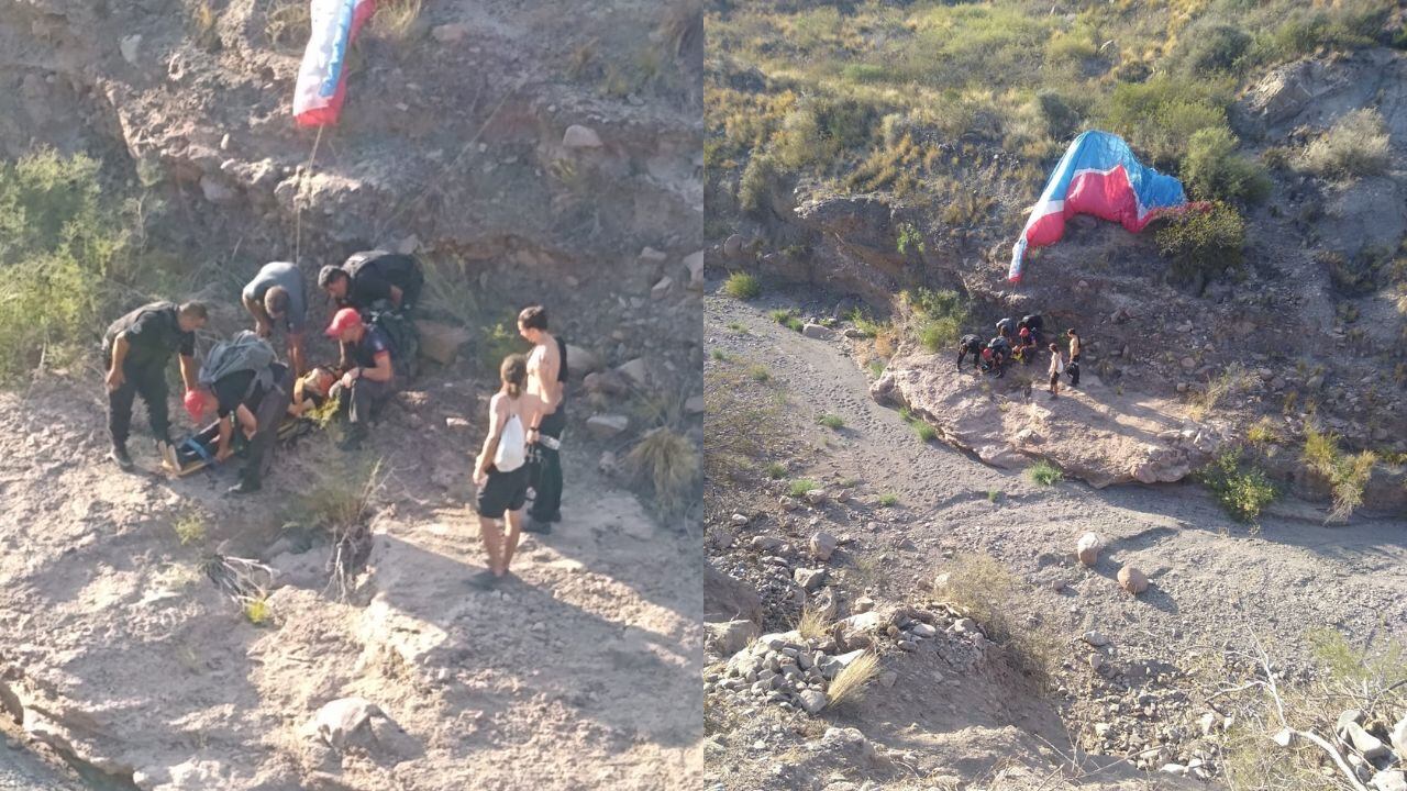 Una turista brasileña hacía parapente en el Challao, perdió el dominio del aparato y sufrió un grave accidente.