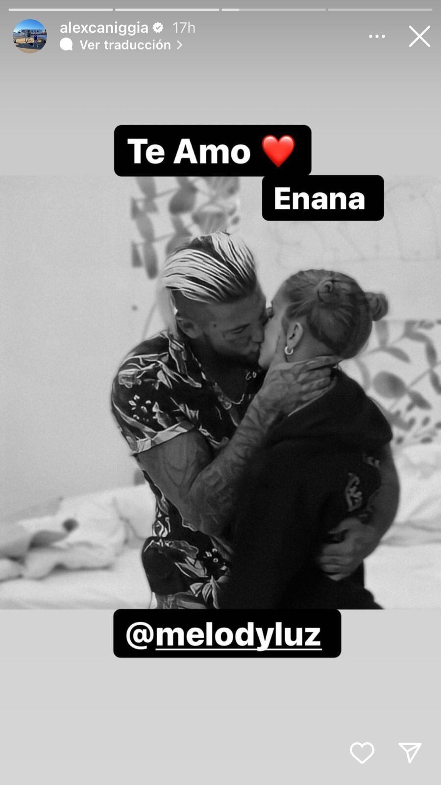 Alex Caniggia, súper enamorado de Melody Luz.