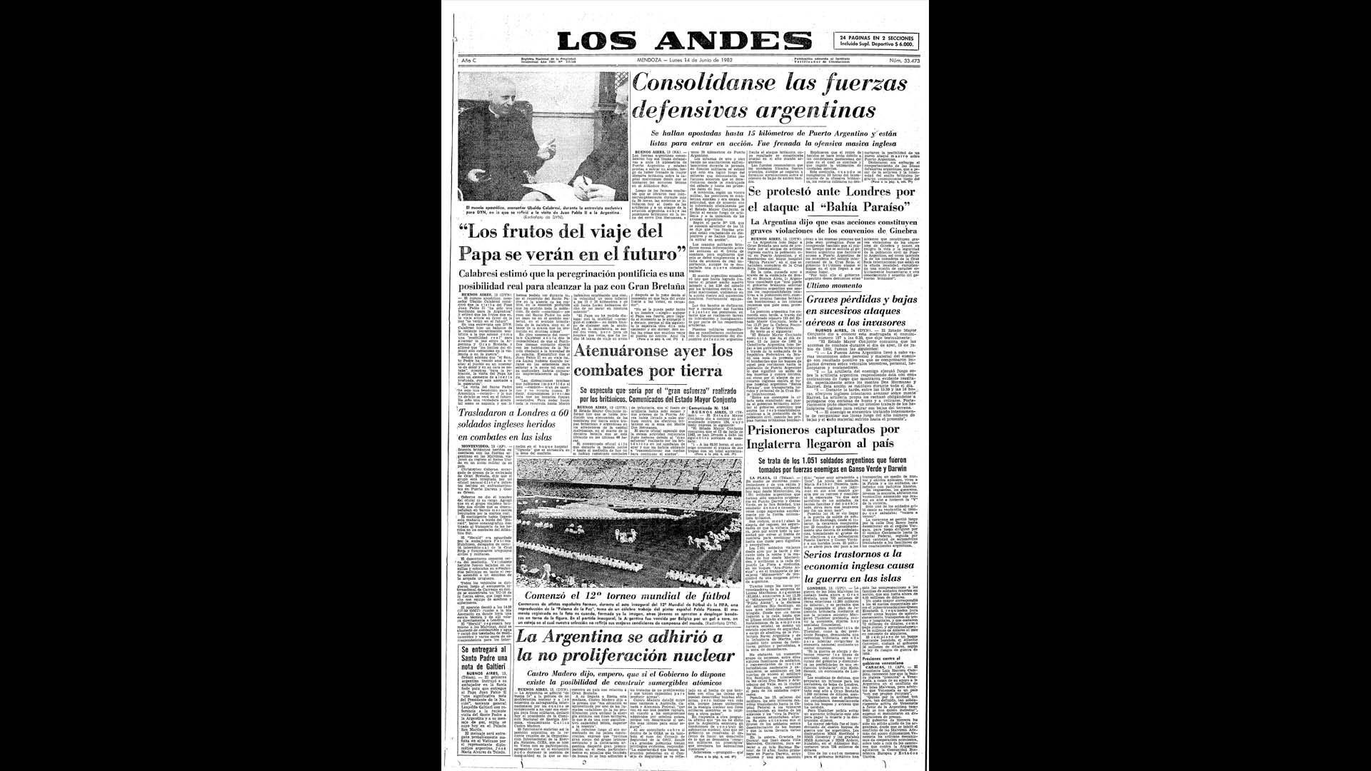 Un recorrido día a día por las portadas del medio más importante de Mendoza, para conocer el pulso diario de la guerra que enluteció a todo el país.