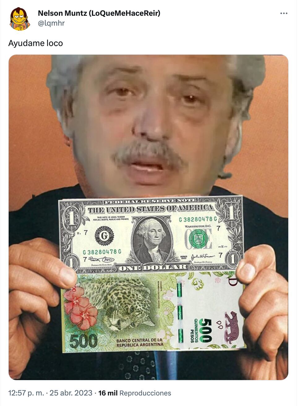 El dólar rozó los 500 pesos y las redes se llenaron de memes con la frase "ayudame loco".