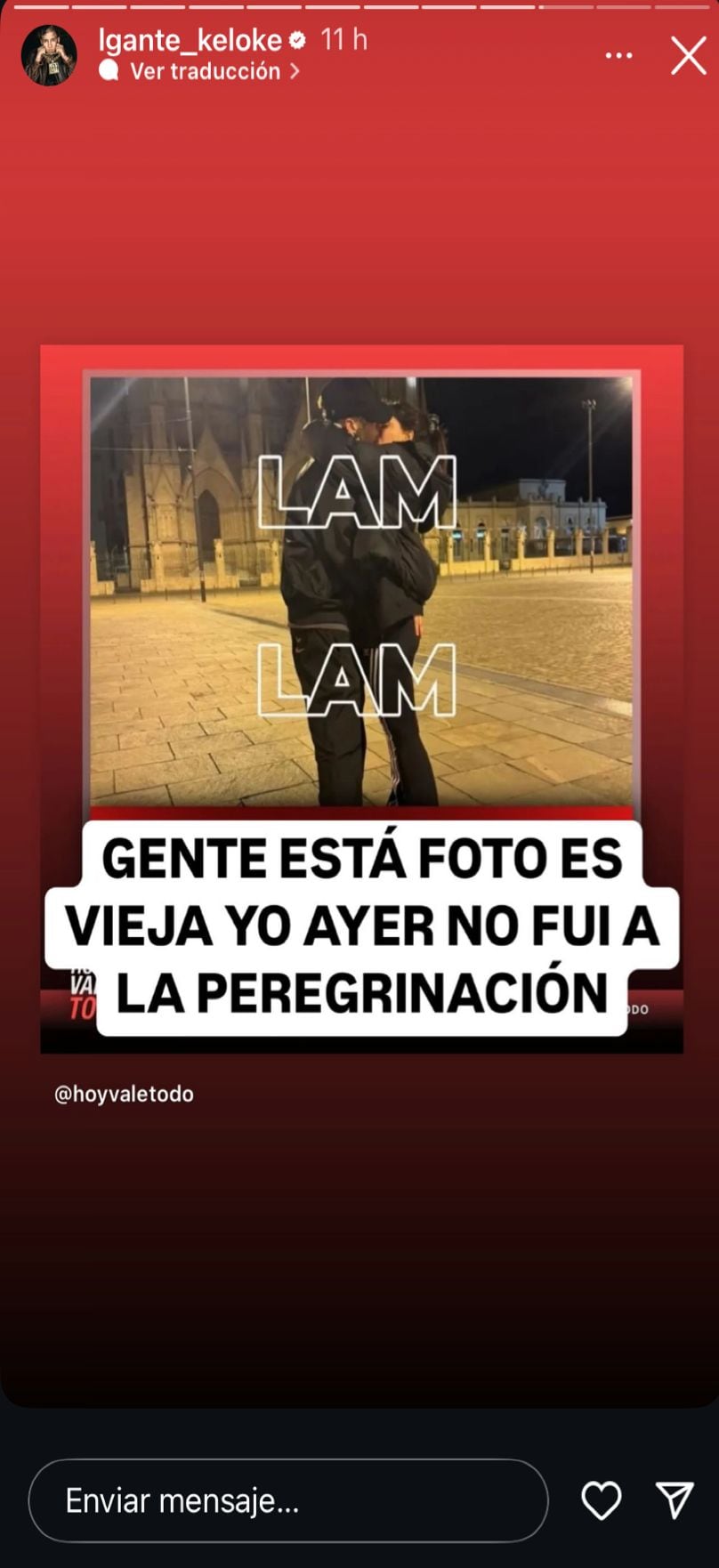 Filtraron fotos de Wanda Nara a los besos con L-Gante. Gentileza Instagram.