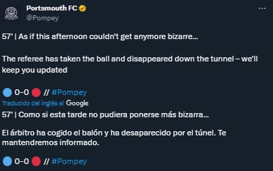 El mensaje de la cuenta oficial del Portsmouth