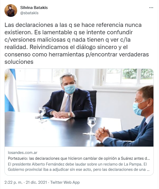 La funcionaria del Ministerio del Interior aseguró no haber afirmado que habrá un nuevo estudio de impacto ambiental.