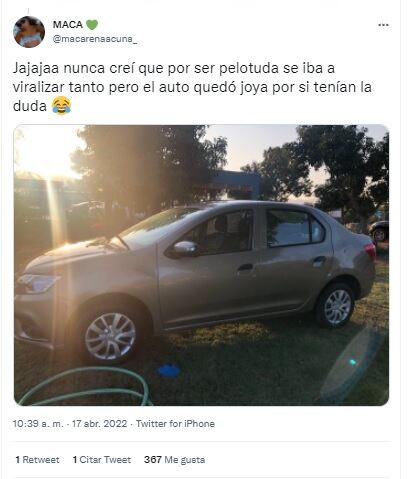 Las pruebas de que el auto quedó impecable a pesar del accidente. 