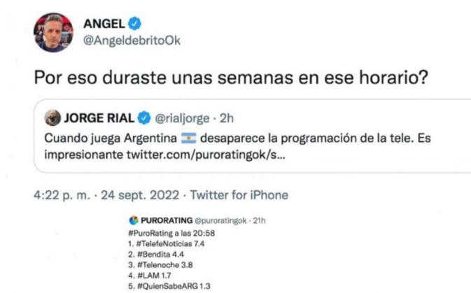 Cruce de Jorge Rial con Ángel de Brito.