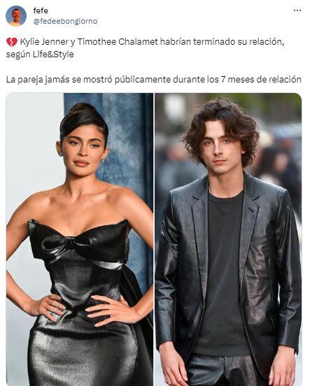 Kylie Jenner y Timothee Chalamet habrían roto su relación