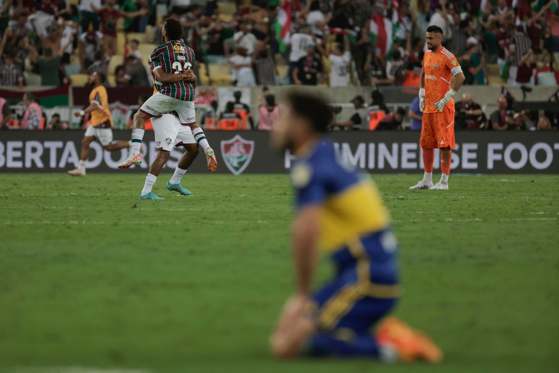 Jugadores de Fluminense celebran la final de la Copa Libertadores ante  Boca Juniors en el Maracaná. EFE/ Antonio Lacerda