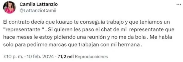 La ex Gran Hermano apuntó contra la producción y el contrato que firmó.