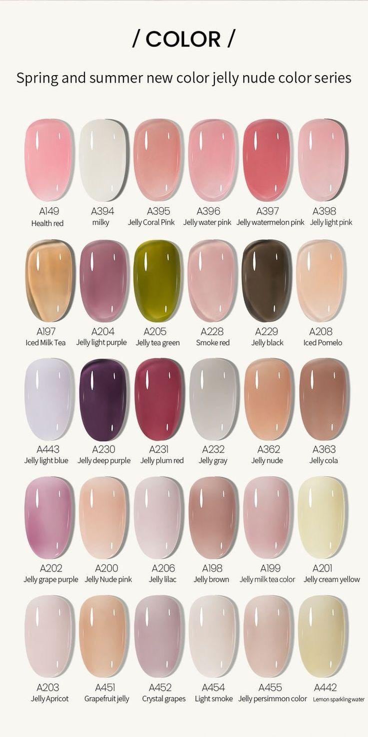 Colores de jelly nails.