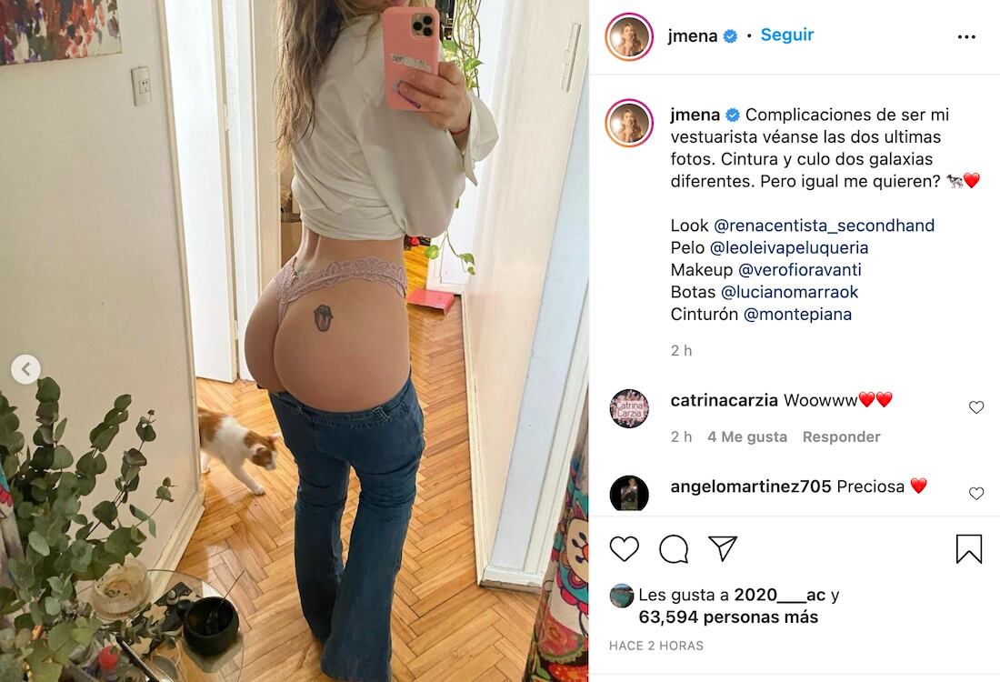 Jimena Barón compartió una foto provocativa para contar cuáles son us dos defectos que complican a vestuaristas.