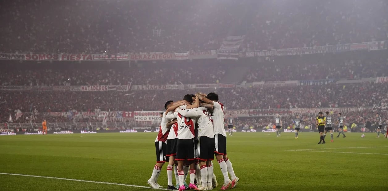 Festejo de River por el 1 a 0.