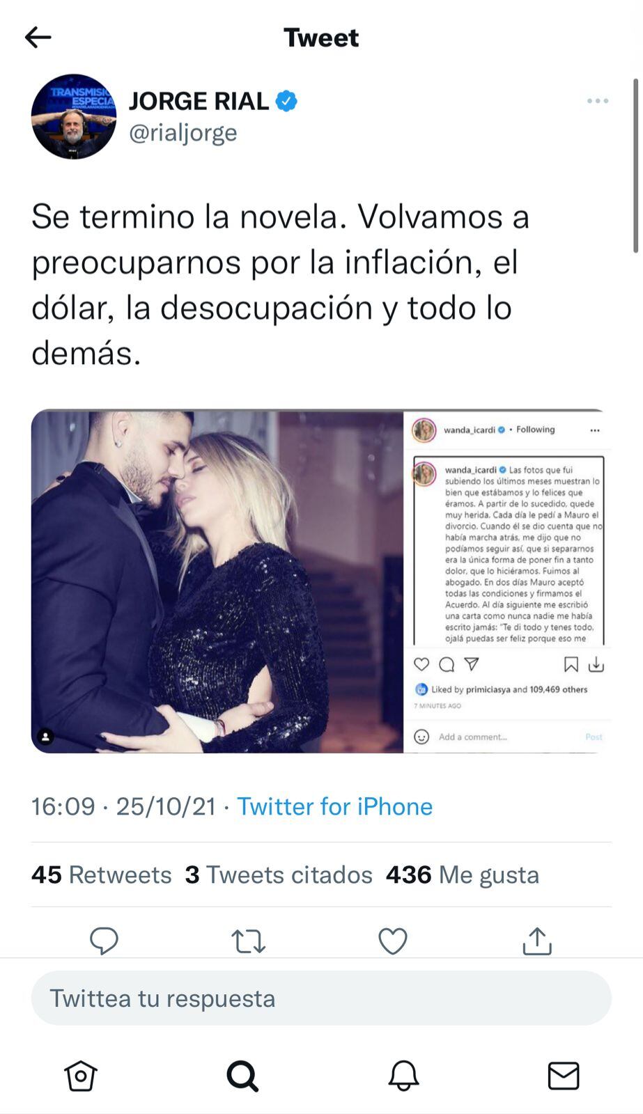 Jorge Rial picante con la reconciliación de Wanda Nara y Mauro Icardi.