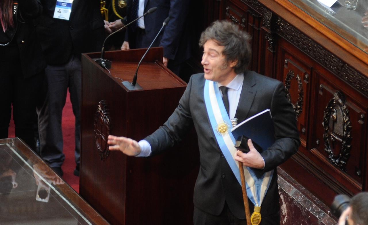 El presidente Javier Milei en el Congreso para presentar el Presupuesto 2025. Foto archivo: Federico López Claro