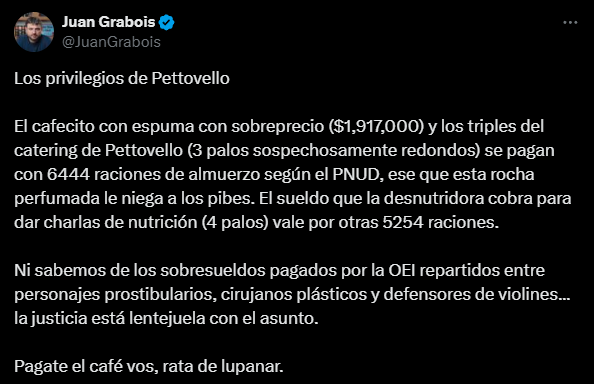 Juan Grabois aprovechó para disparar contra Sandra Pettovello. Foto: Captura.